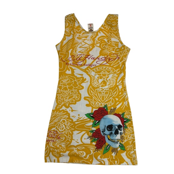 Y2K Tattoo Glam Avant Garde Ed Hardy Bodycon Dress Avant Garde Archival Dress M - Picture 11 of 13